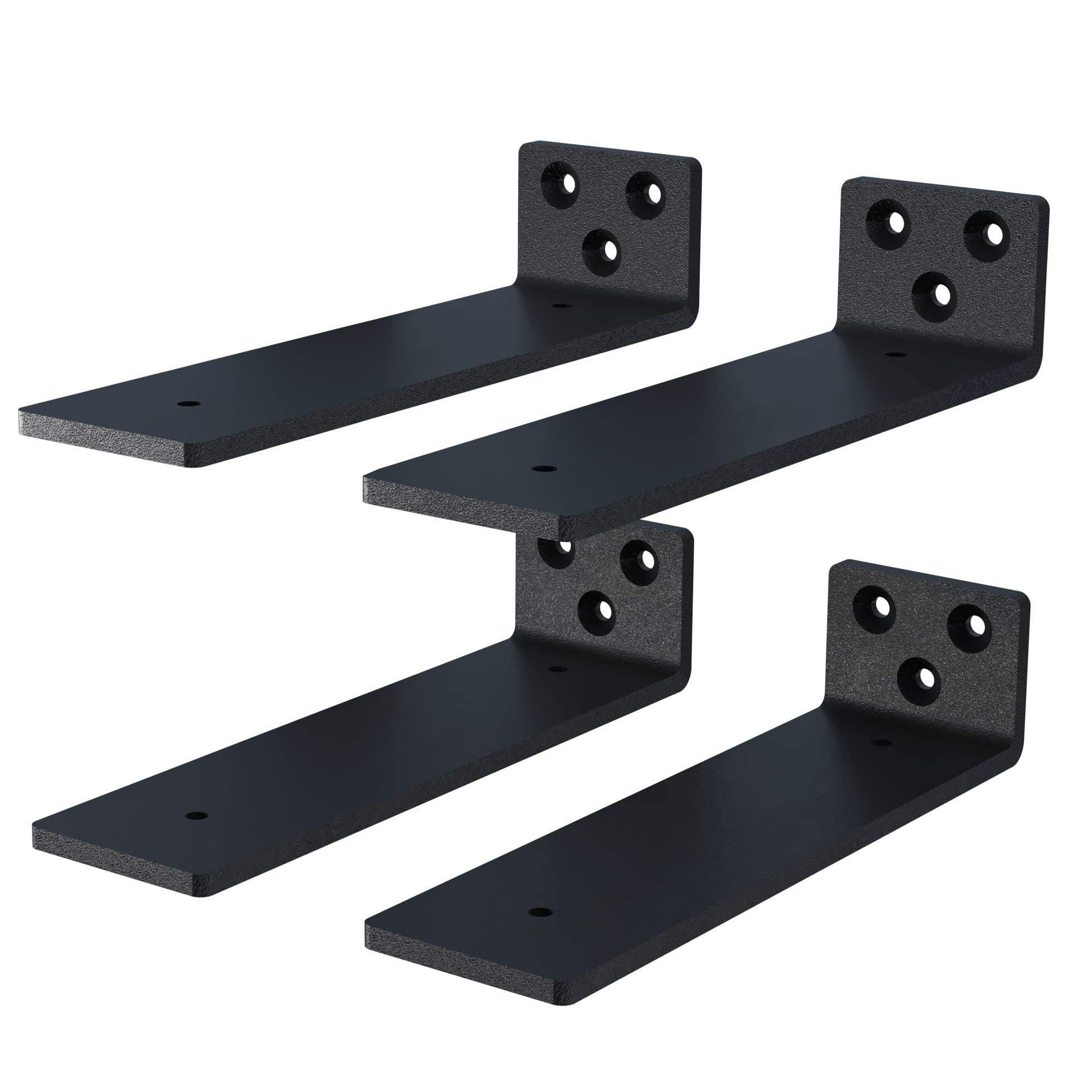 6-Pack 4 Inch Floating Shelf Brackets, Heavy Duty Hidden Shelves Bracket for Small Shelf, Kitchen Shelf, Nursery Shelf, Black Powder Coated Steel