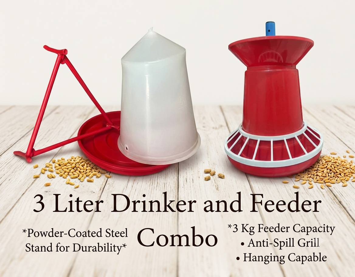 Solidmade 3kg Poultry Feeder &amp; 3L Chicken Drinker Combo with Stand | Heavy Duty Plastic Feeding &amp; Watering Set for Chicks, Broilers &amp; Layers