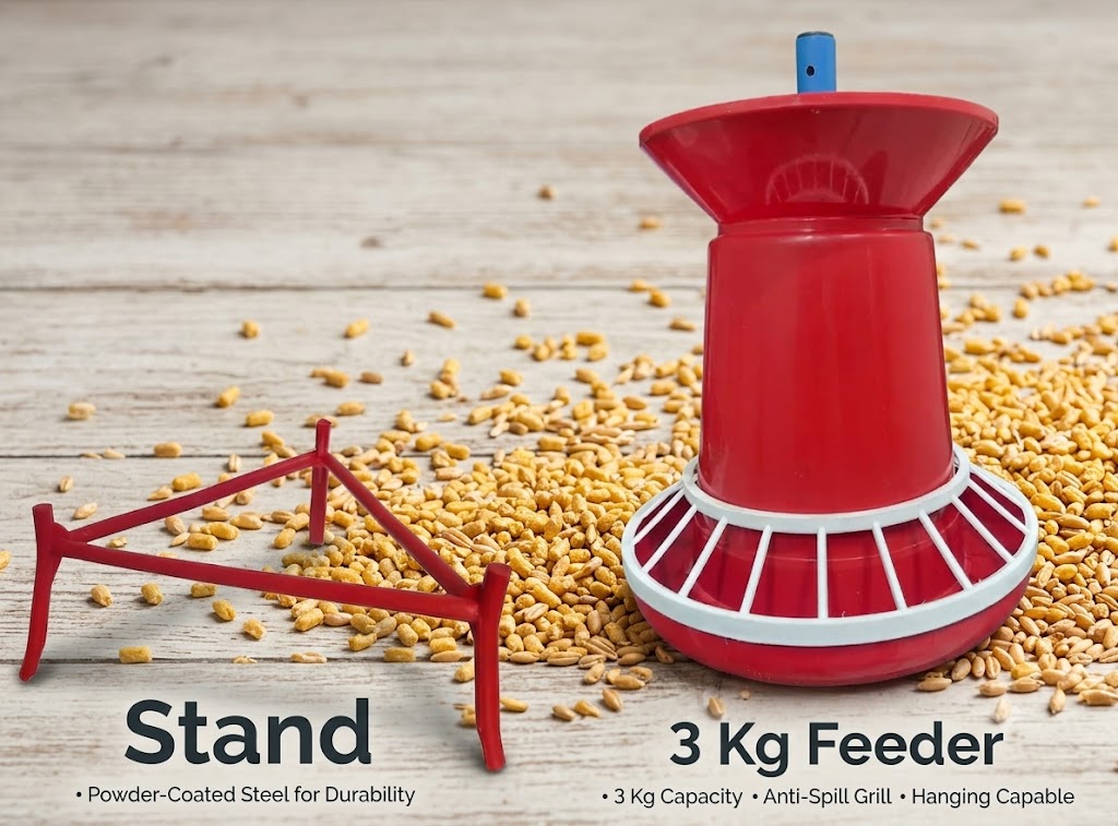 Solidmade 3kg Poultry Feeder &amp; 3L Chicken Drinker Combo with Stand | Heavy Duty Plastic Feeding &amp; Watering Set for Chicks, Broilers &amp; Layers